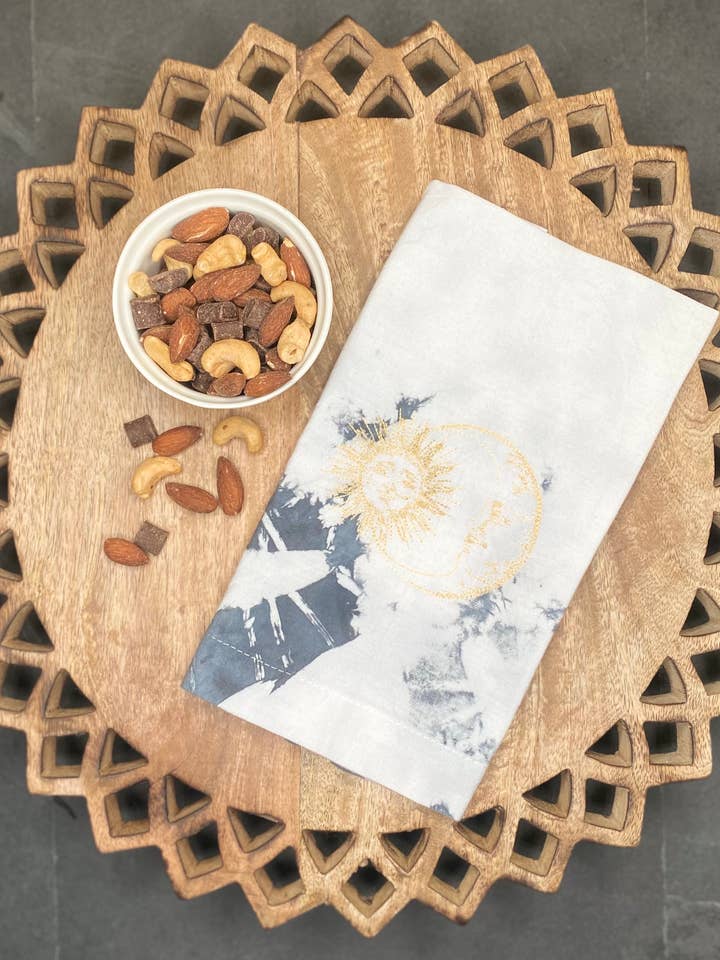 Sun and the Moon Tie Dye Cloth Napkins for wholesale by Lucky Penny LA