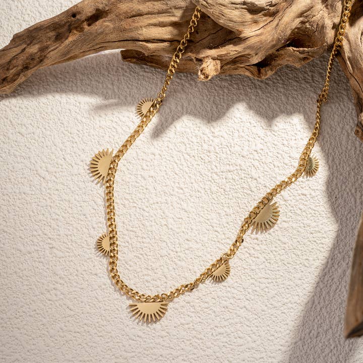 COSMOS - Wholesale Pendant/Charm Necklace - Stainless steel necklace with delicate solar patterns1