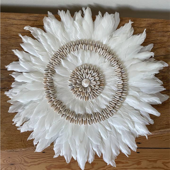Target Feather and Shell Wall Art | White JuJu Wall Decor for wholesale by Jak Jak Home