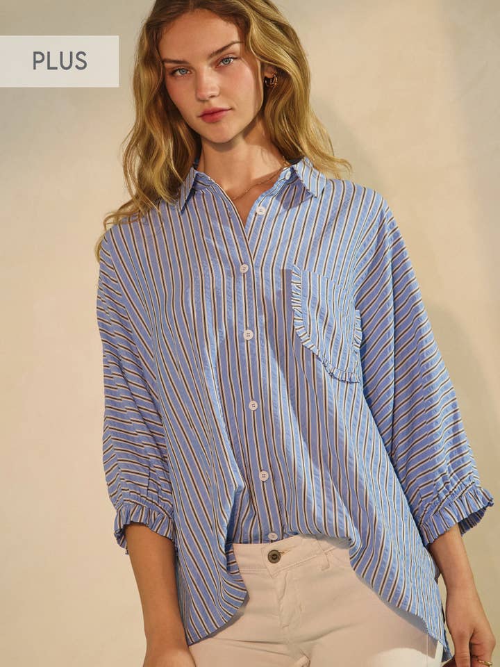 Camisas de Botones a Rayas Plus Oversize para venta al por mayor de Oddi