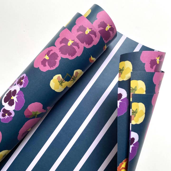 Ballard & Prescott - Wholesale Flat Wrap - Pansy Wrapping Paper4