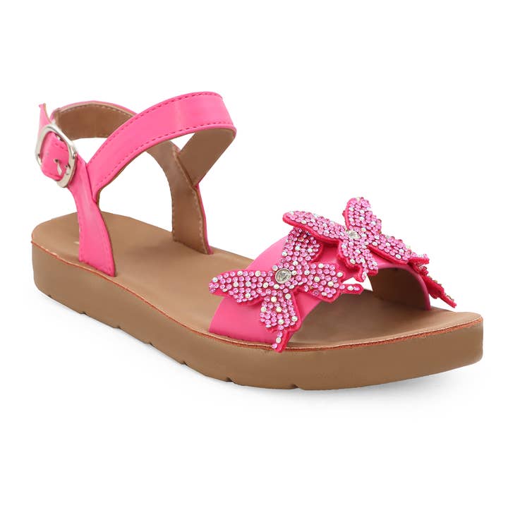 Yoki Girls - Wholesale Sandals - Kids - FIRE SALE YOKI BRYNN-40Y Girls Butterfly Stone Flat Sandal