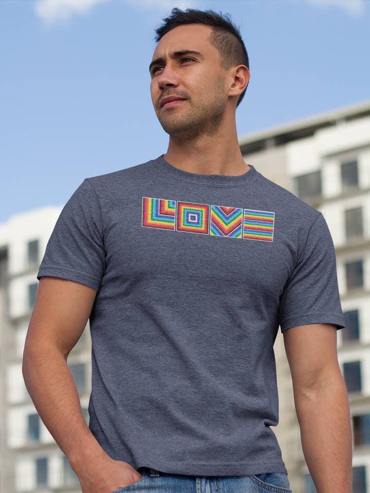 Geometric Love Pride Rainbow pattern Graphic tee for wholesale by Pride Majic