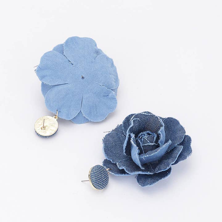 3AM BY H&D ACCESSORIES - Wholesale Dangle Earrings - Denim Flower Earring