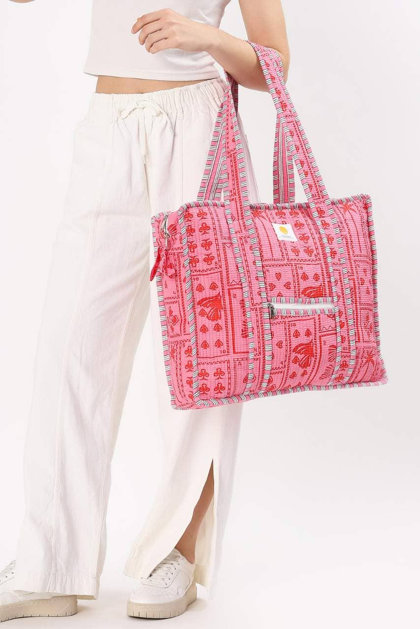 Hi Handmade - Wholesale Tote bag – Women's - Cotton Tote Bag With Zip - Pink Suits9