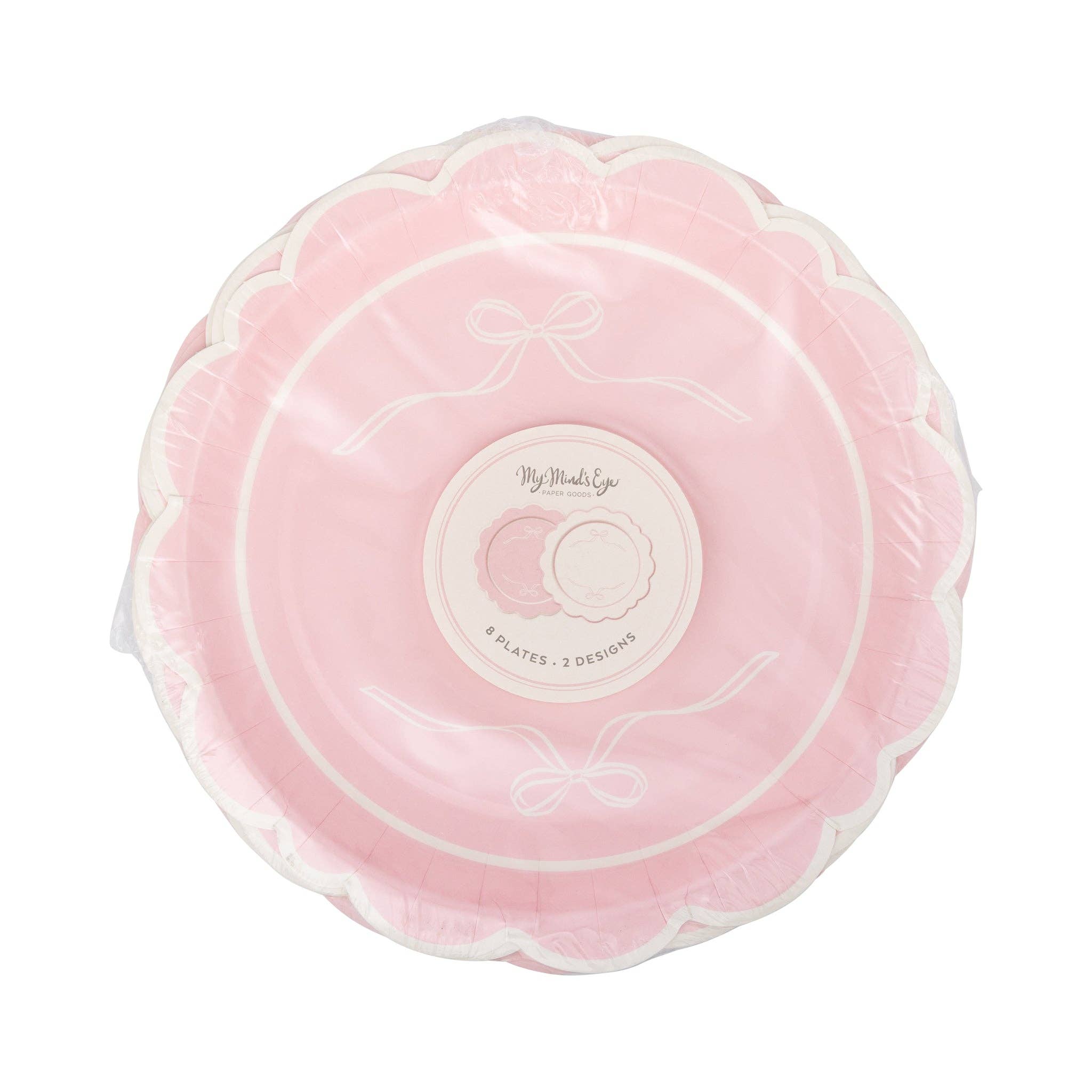 My Mind’s Eye - Wholesale Disposable Plate - PLPL1830 - Round Pink Bows Paper Plate2