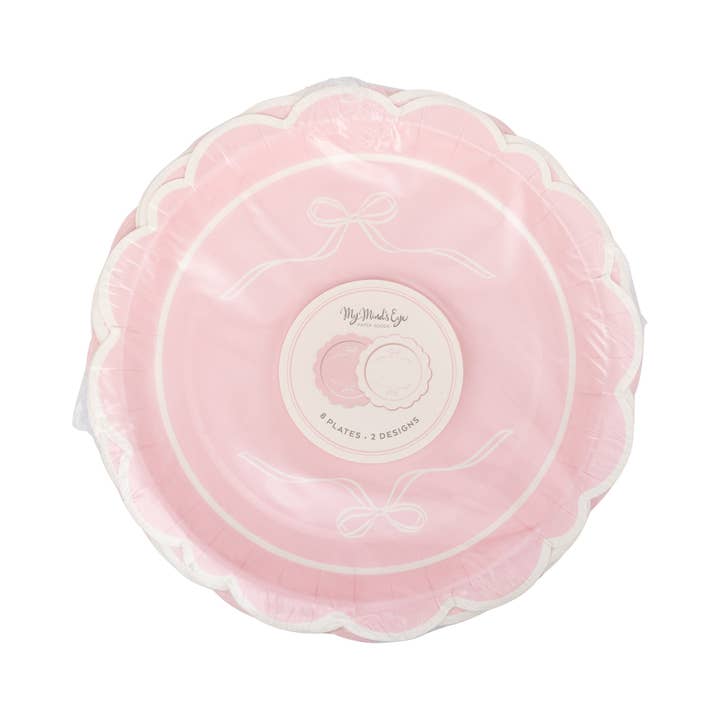 My Mind’s Eye - Wholesale Disposable Plate - PLPL1830 - Round Pink Bows Paper Plate2