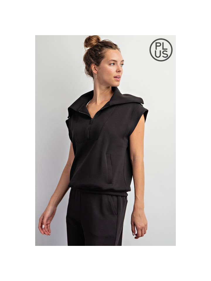 Rae Mode - Wholesale Athletic Top - Women's - PLUS SIZE MODAL SCUBA SHORT SLEEVE QUARTER ZIP TOP30