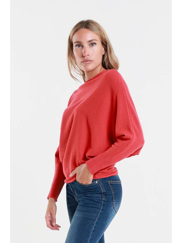 TINA Stephens Italy/Tees By Tina – Großhandel Strickpullover – Damen – Mylah Seriously Weicher Fledermaus-Pullover (BLS413)69