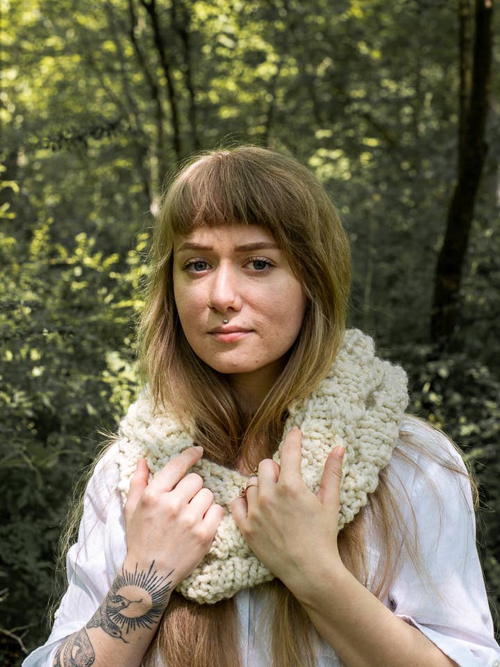 Textured Circular Scarf, Infinity Scarf for wholesale by Knits and Pups