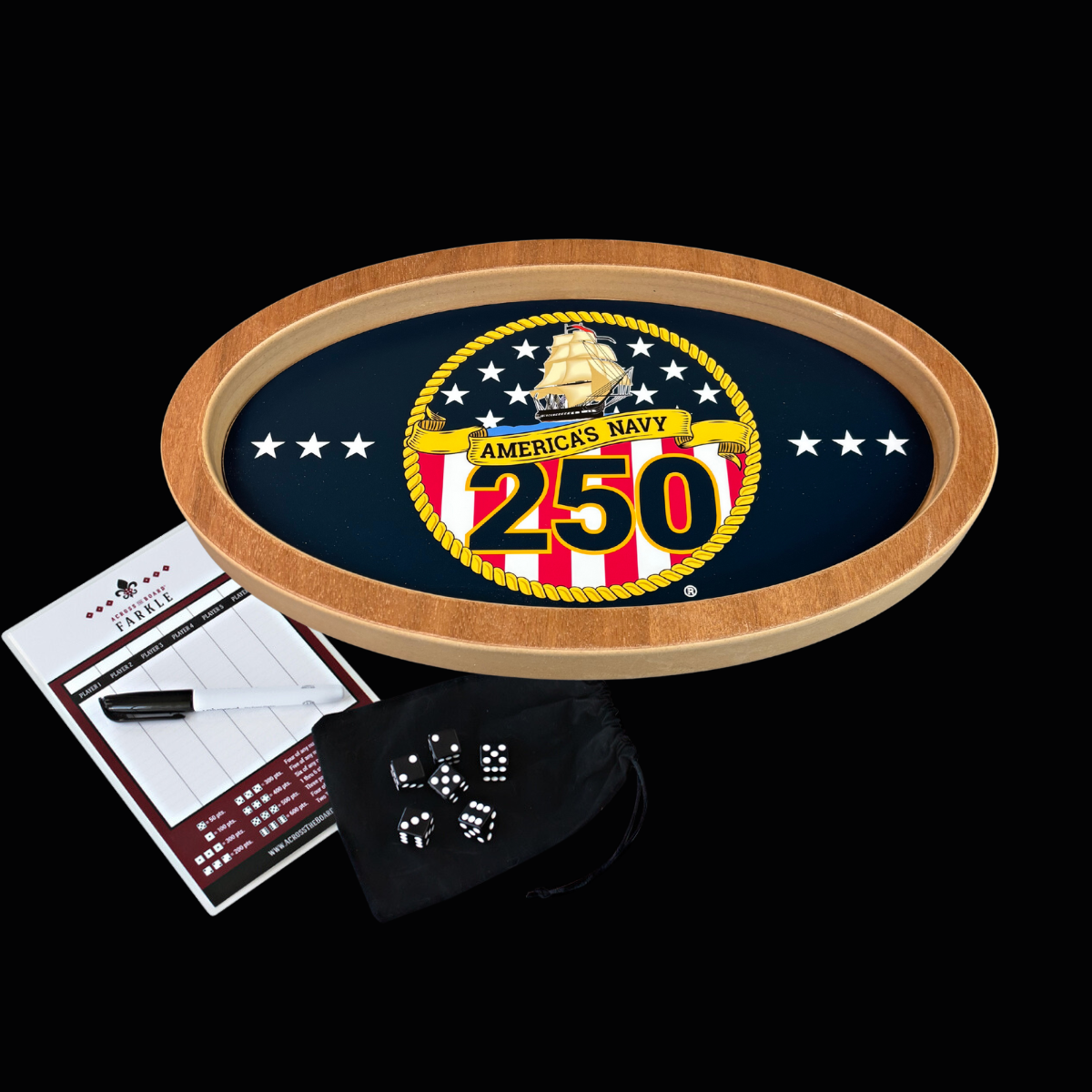 Across the Board - Wholesale Board Game - NAVY 250th Celebration Farkle Game0