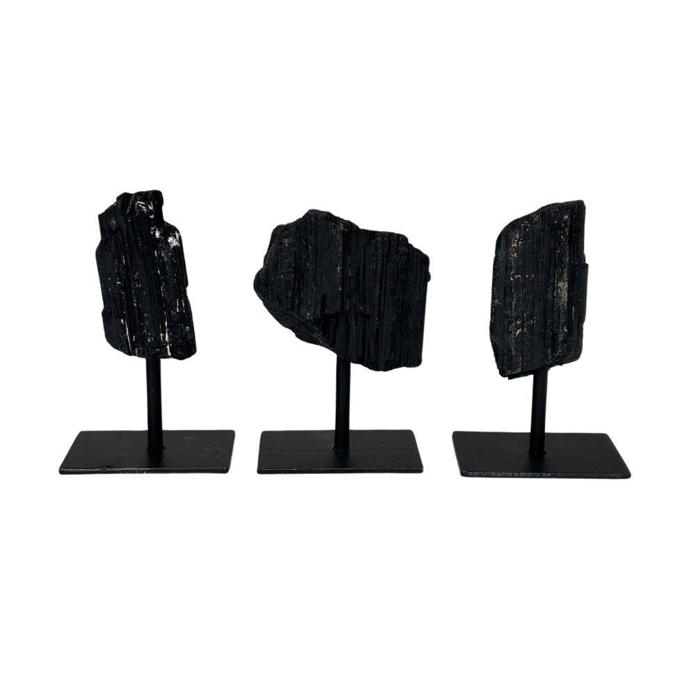 Earths Elements Wholesale - Wholesale Spiritual Stone/Crystal - Raw Black Tourmaline on Stand1