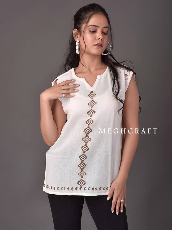 Meghcraft - Wholesale Tunic - Women's - Organic Cotton Summer Top | Women Sleeveless Tunic3