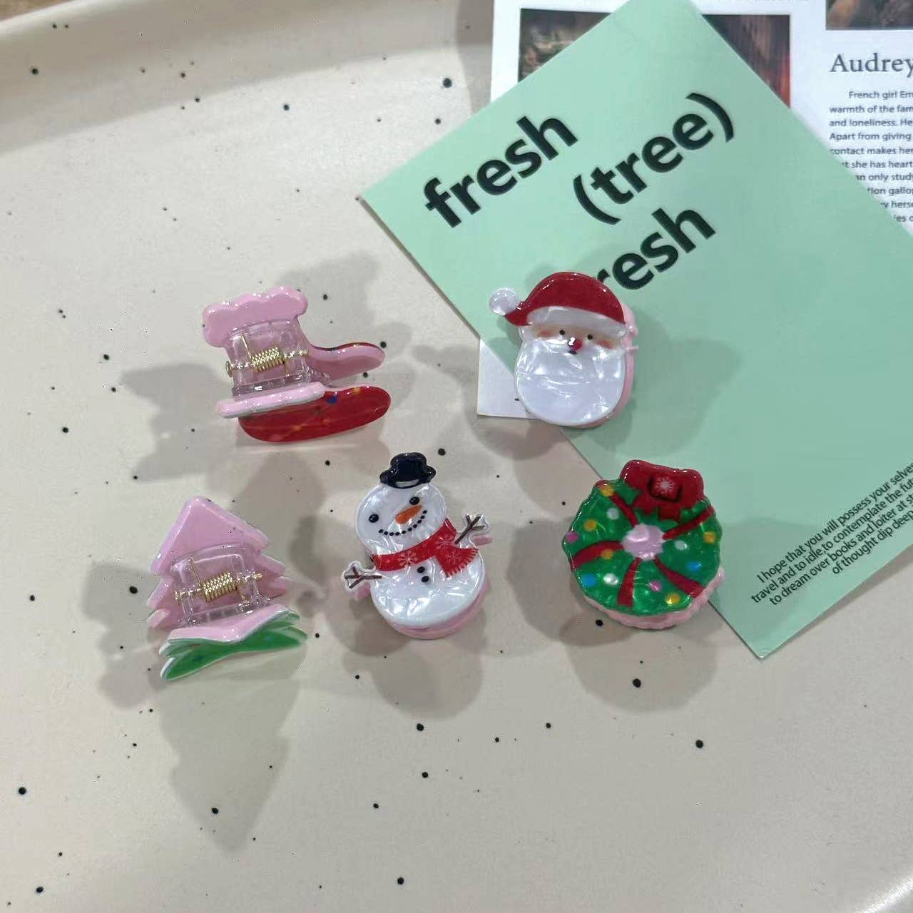 SoapElenGlen - Wholesale Hair Clip - Women's - Santa & Snowman Mini Hair Clip，Christmas Themed Hair Claw8