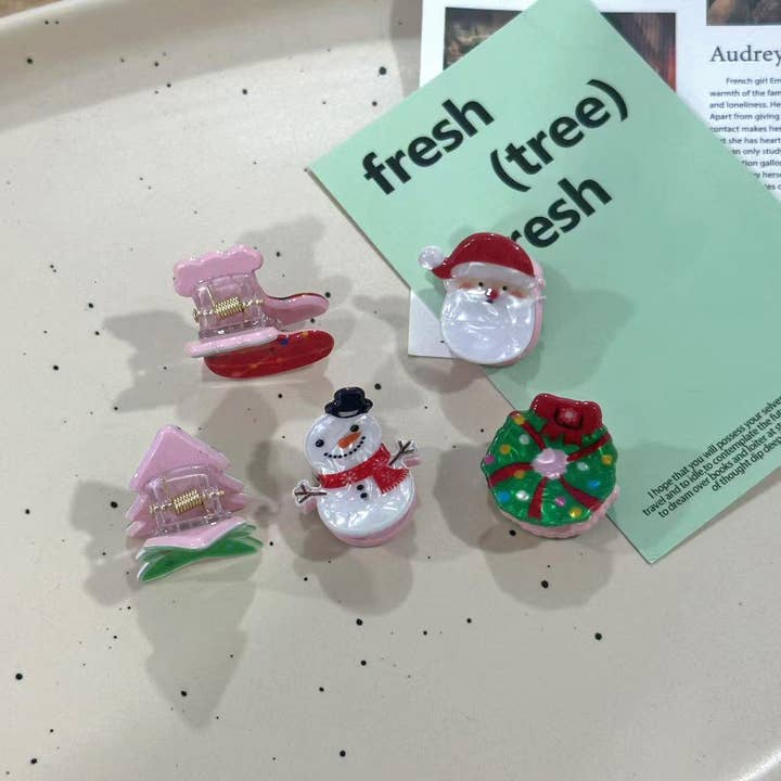 SoapElenGlen - Wholesale Hair Clip - Women's - Santa & Snowman Mini Hair Clip,Christmas Themed Hair Claw8