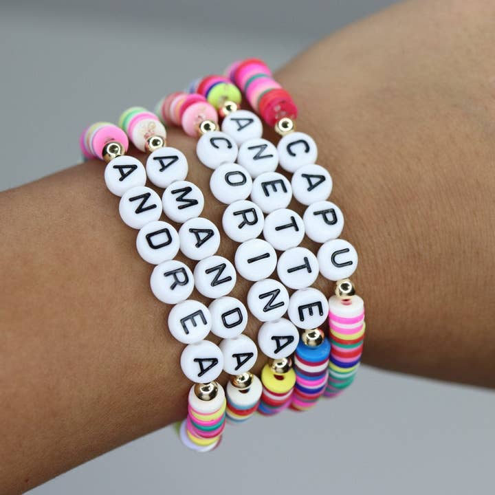 Anita's Accesorios – wholesale Pärlarmband – Barn – Anpassad pärla namn armband regnbåge armband småbarn, flicka