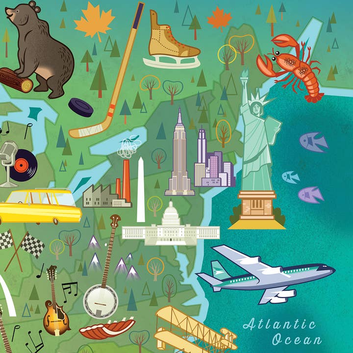 Blue Lobster Puzzles - Wholesale Puzzle - Kids - The United States 100 Pc Puzzle4