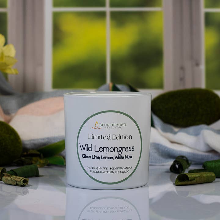 Wild Lemongrass Aromatherapy Candle, Spring/Summer Candle for wholesale by Blue Spruce Candle Company