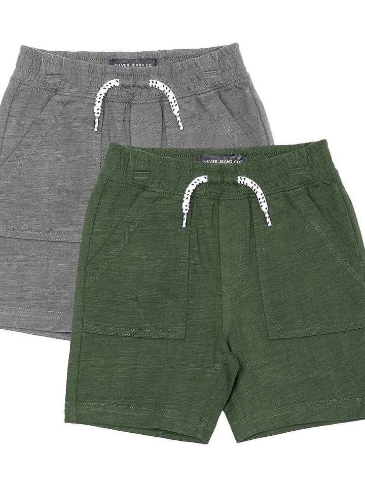 BOYS' 2 PACK SLUB FRENCH TERRY KNIT SHORTS for wholesale by Silver Jeans