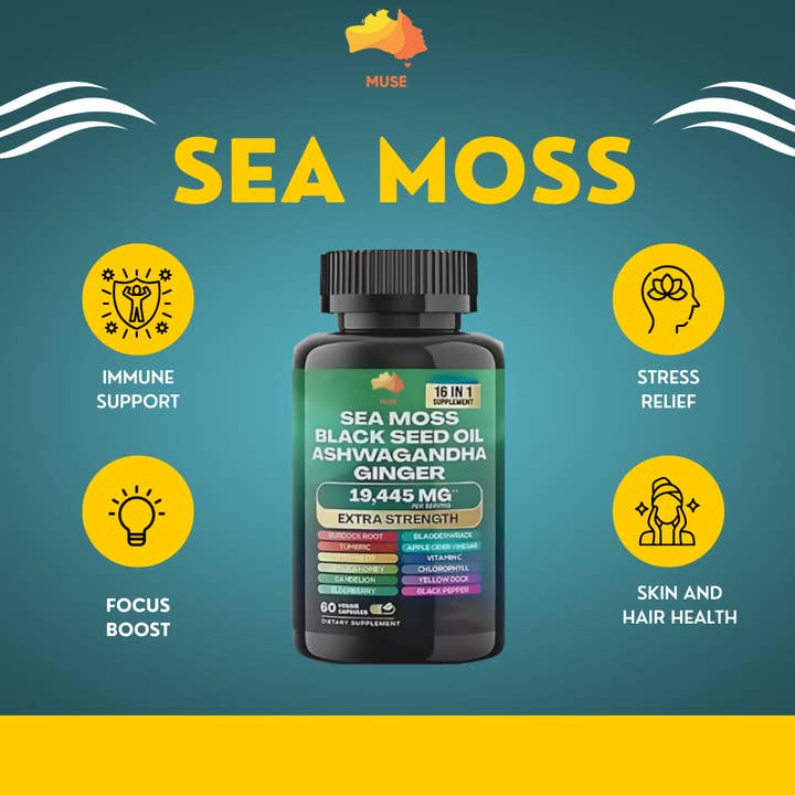 Muse Celtic Minerals LLC - Wholesale Oral supplement/vitamin - Sea Moss, Black Seed Oil, Ashwagandha, Ginger2