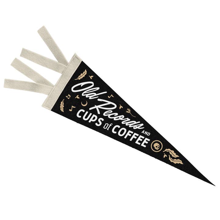 Gold St. Press - Wholesale Flag - Old Records and Cups Of Coffee Pennant Flag
