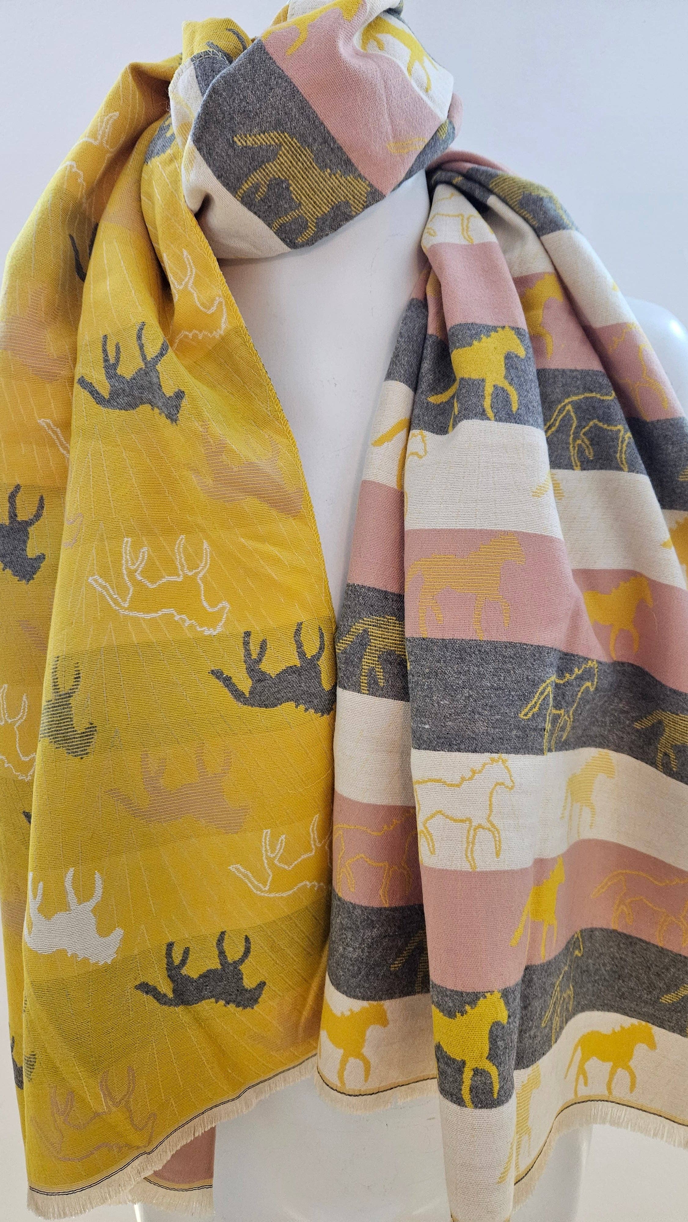 Shimena - Wholesale Scarf - Women's - Horses pattern cashmere feel wrap4