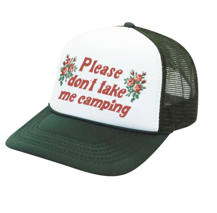 The Coin Laundry – boné - Mulher por atacado – Boné Don't Take Me Camping Trucker - Chapéu de beisebol traseiro em malha5