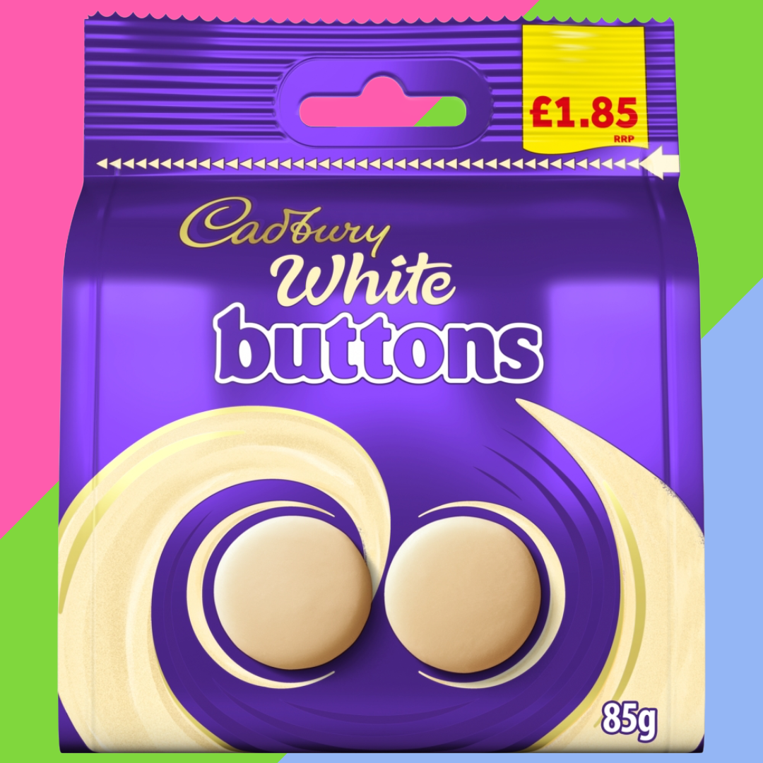Gaffney's Sweets & Treats Wholesale – wholesale Chocolate – Cadbury White Buttons Chocolate Bag 10x85g £1.85 PMP1