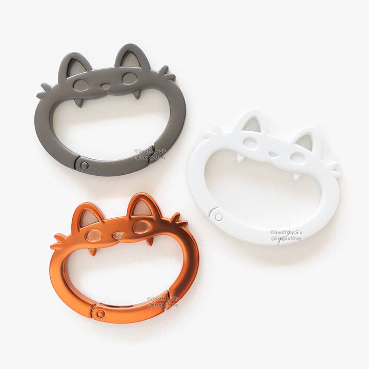Cat Carabiners (2.25") for wholesale by Geoffrey Siu Art LLC