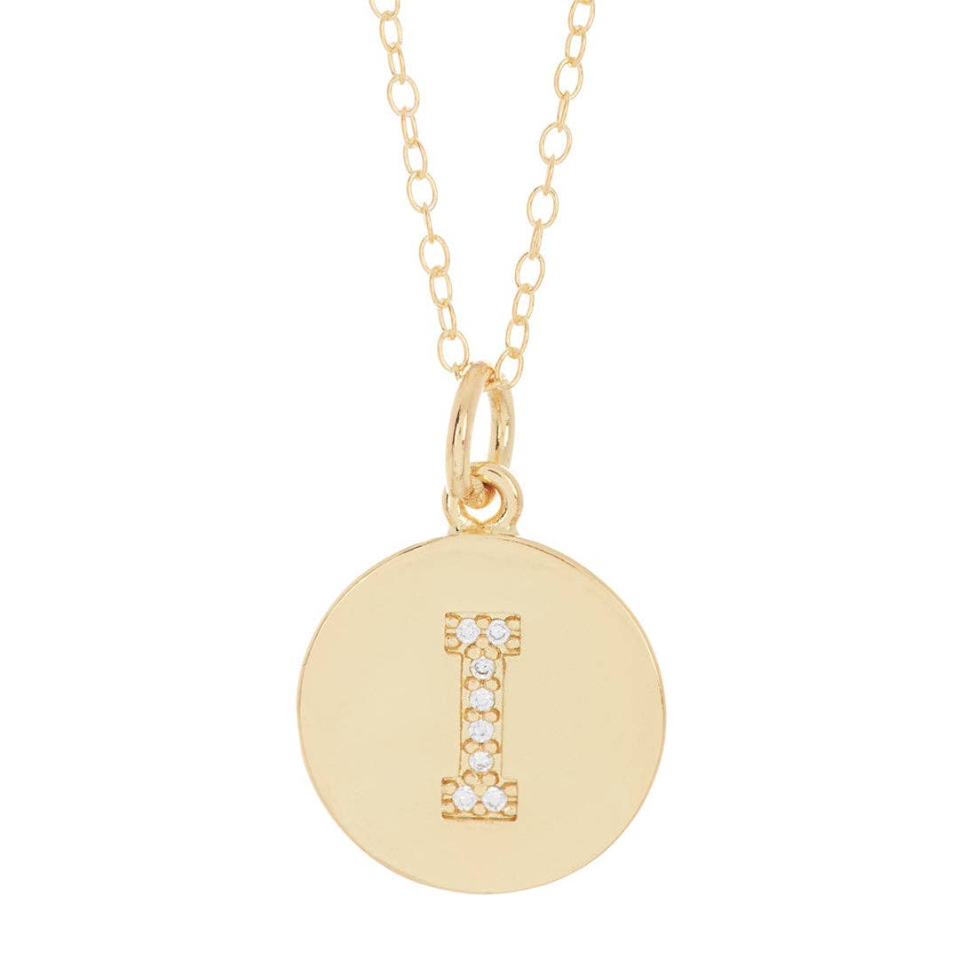 Adornia - Wholesale Halskettinghanger - Initial Pave Disc Ketting zilver goud10