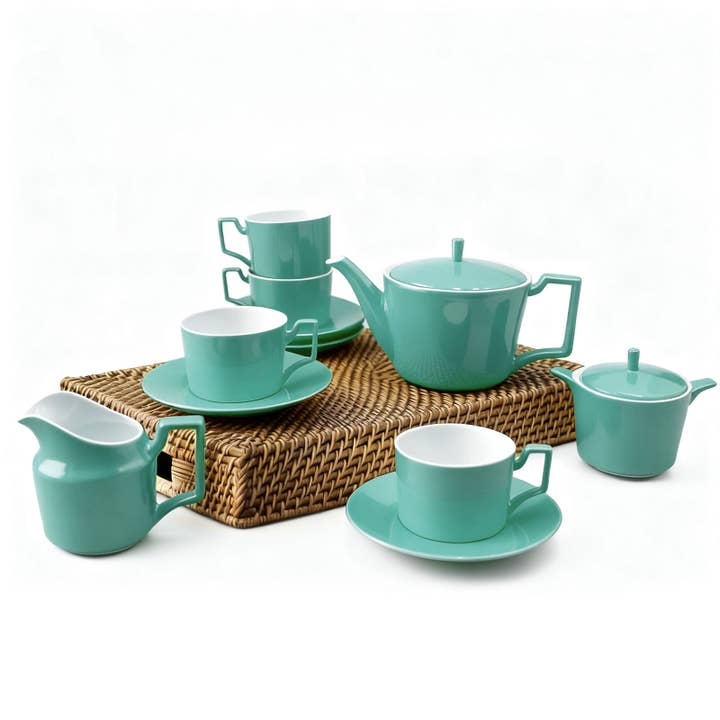 Services à thé en porcelaine pour femmes, ensembles cadeaux de thé pour la maison, vert pour la vente par Royal Ceramics