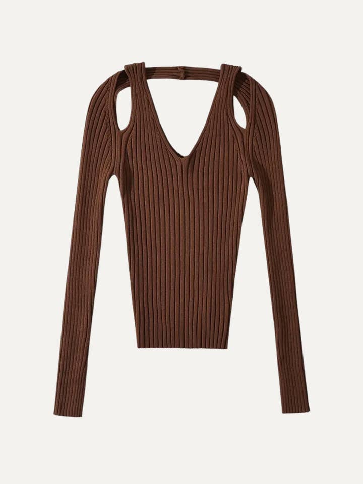 Puglia Rib Knit Top Brown for wholesale by Jasmine Alexa