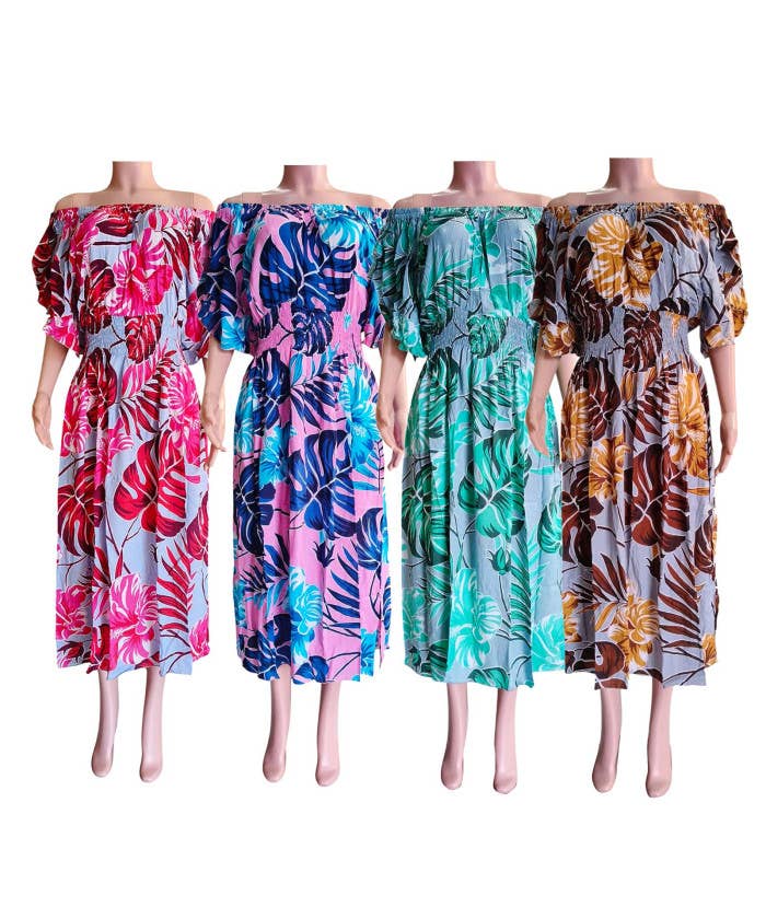 DK Hawaii - Wholesale Dress - Women's - Monstera Leaf Beach Dress0
