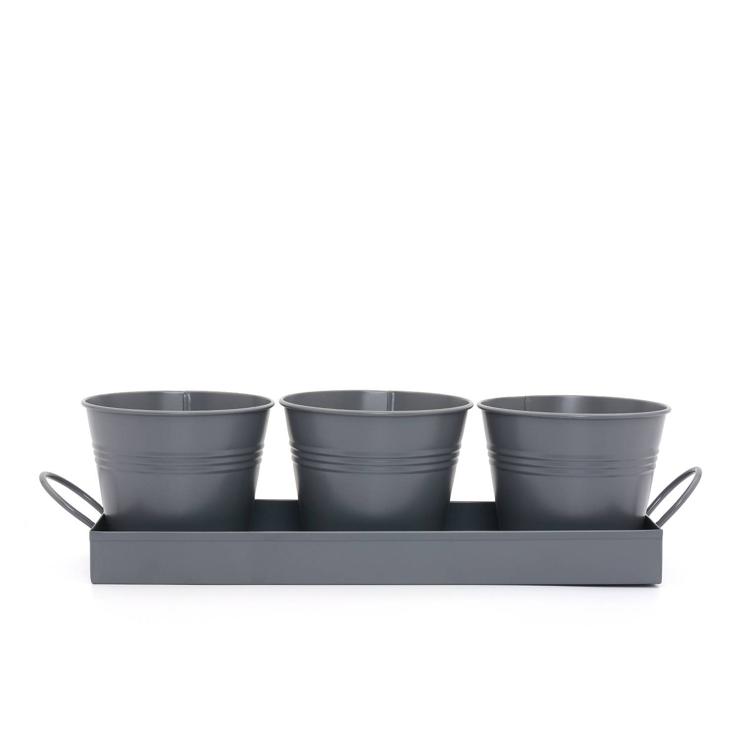 Wholesale Gifts Tomorrow – wholesale Plant pot – Set of 3 Metal Herb/Plant Pots with Drip Tray (Charcoal Grey)3