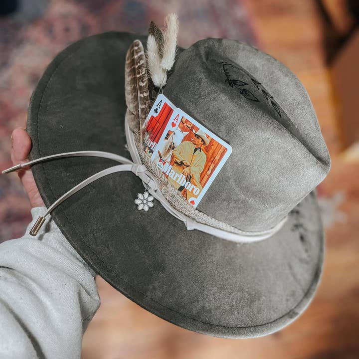 River Valley Co. - Wholesale Fedora – Women’s - Olive green Cowboy and sunflower wide brim fedora hat1