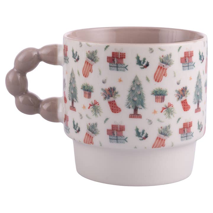 VdE Tivoli 1996 - Wholesale Drinking Glass/Cup - WINTER VILLAGE SET 4 MUGS WITH METAL STAND2