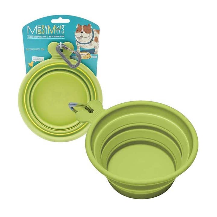 Messy Mutts Silicone Collapsible Bowl Green for wholesale by Pet Palette Distribution