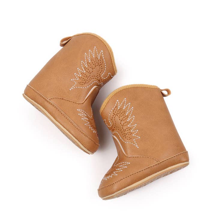 Kids Charm Online - Wholesale Booties - Baby - Camel pleather baby boots with velcro. MY3167C4
