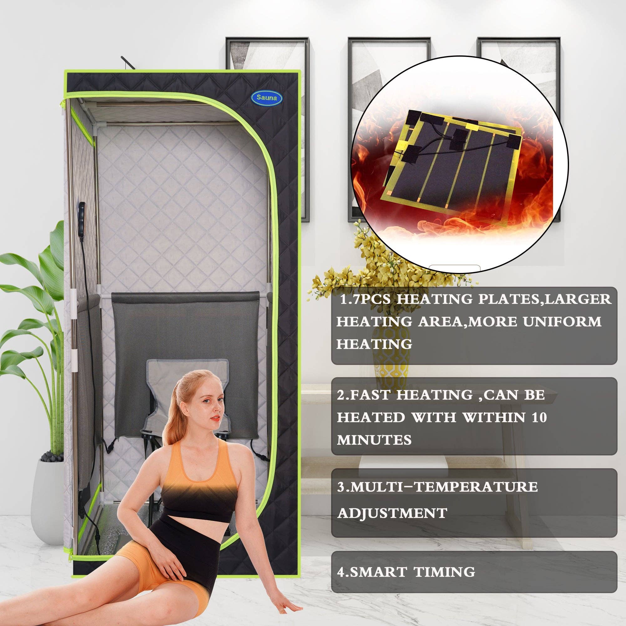 Orange County Decor - Wholesale Tent - Portable Plus Type Full Size Far Infrared Sauna Tent. Spa, Detox ,Therapy And Relaxation At Home.Larger Space,Stainless Steel Connector Easy To Install, With Fcc Certification Black Black Polyester2