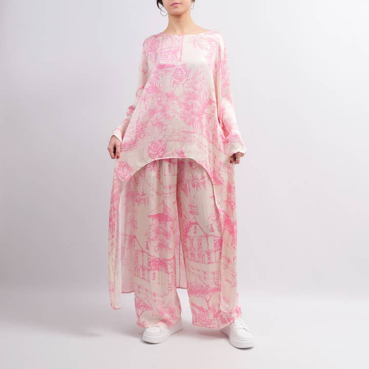 Patterned asymmetric tunic KD8039 for wholesale by Cecile Wang