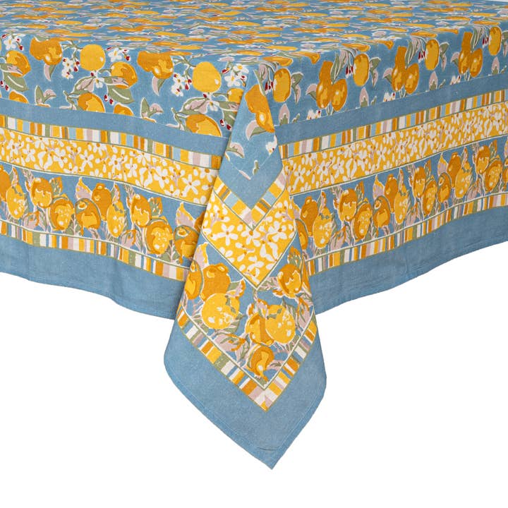 French Tablecloth Citron Bleu & Yellow for wholesale by Couleur Nature