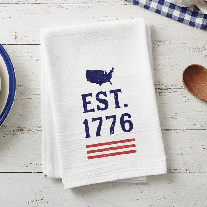 USA Badge - Est. 1776 - Cotton Tea Towel for wholesale by Heritage 76