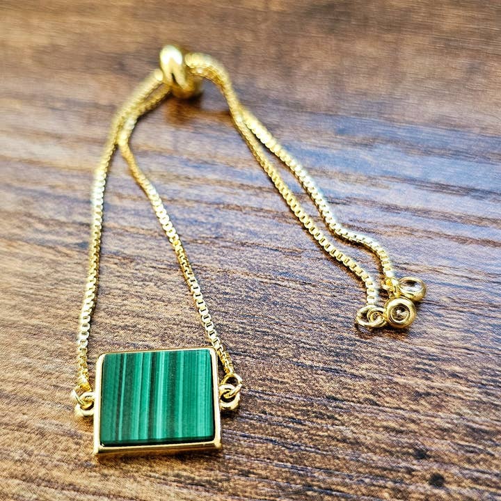 Malachite Gold Filled Adjustable Bracelet for wholesale by Royal Hippie by Robin Moratti