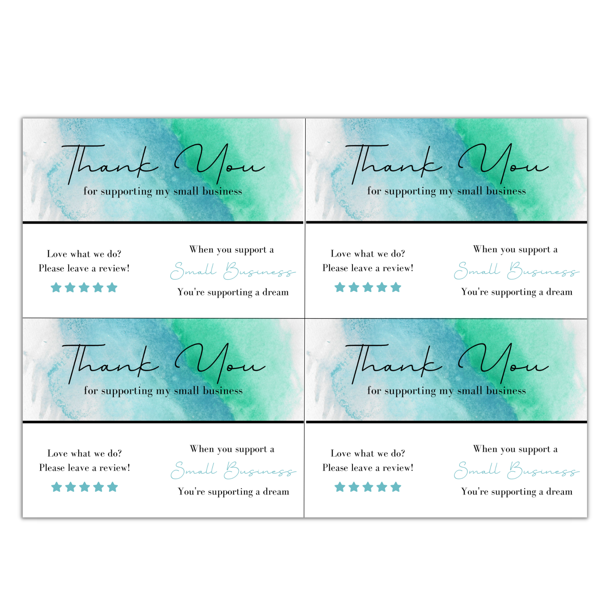 Small Biz Supplies - Wholesale Stationery/Notecard Set - Thank You Card Sheets9