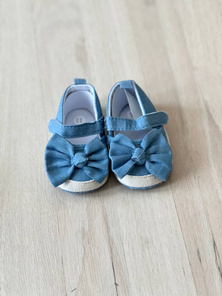 Baby Girls Blue Chambray Flats for wholesale by Brittany's