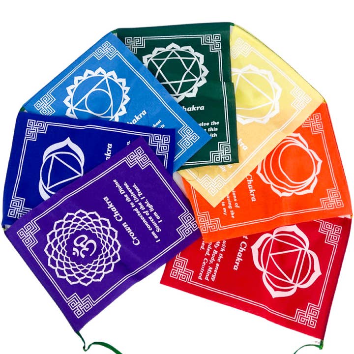 Ensemble de 7 drapeaux de prière Chakra de taille moyenne #pfchakramd pour la vente par HK Higher Knowing