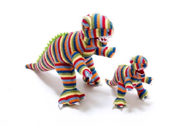 Best Years Ltd - Wholesale Stuffed/Plush Toy - Kids & Baby - T Rex  Soft Toy Dinosaur Teddy - Knitted Rainbow Stripe4