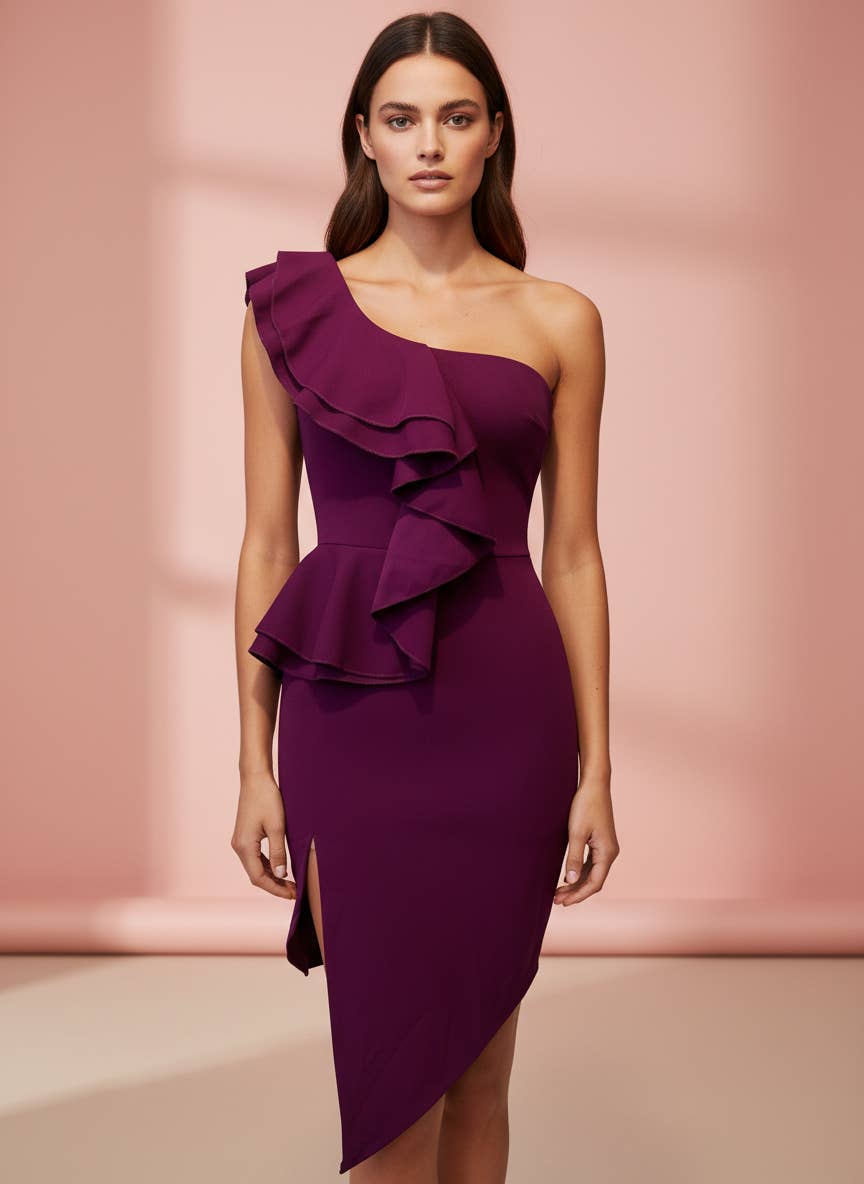 SHORT EGGPLANT DRESS 23595 for wholesale on Faire