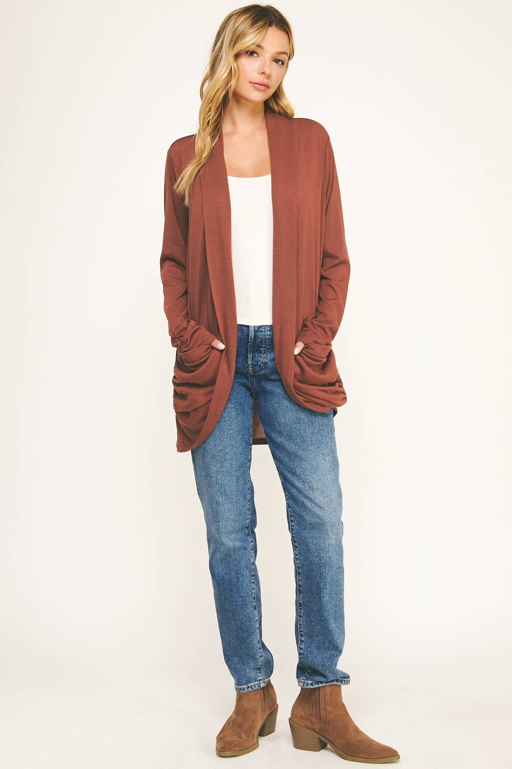 Winslow Collection - Wholesale Cardigan - Women's - SOFT WRAP SHIRRED SIDE OPEN CARDIGAN9