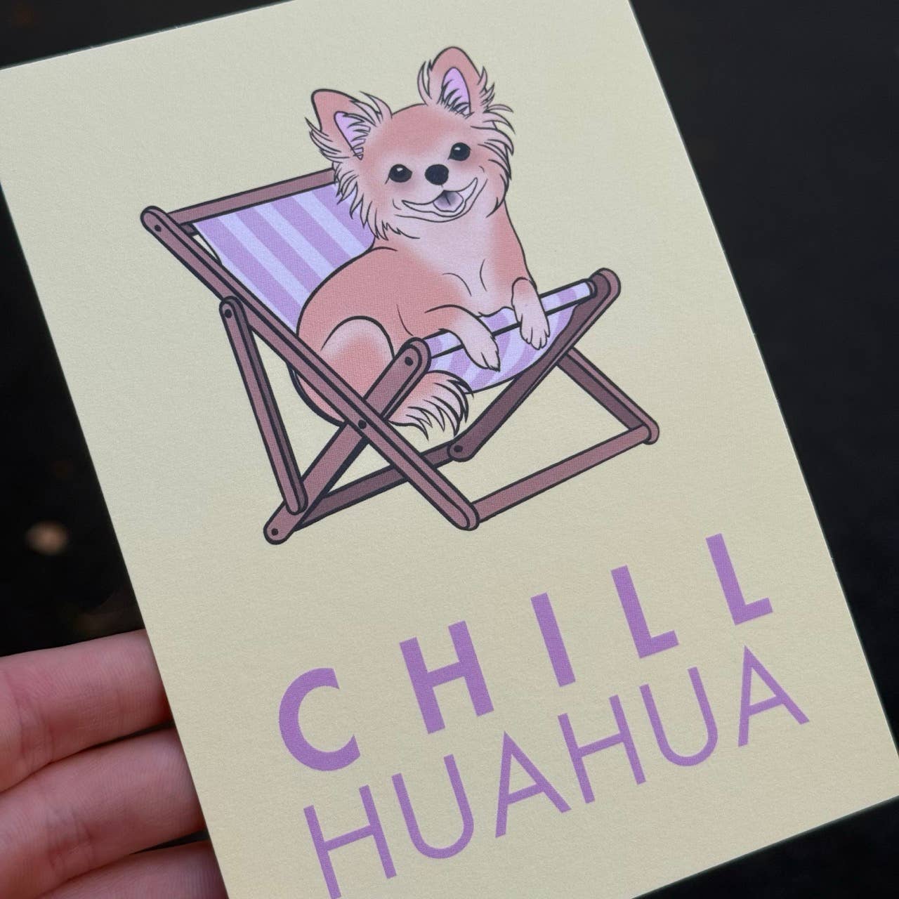 LOLLYPOPARTSTUDIO - Vente Carte de vœux classique - Carte Chihuahua « Chillhuahua »4